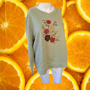 Studio Works Grandma Chic Floral Embroidered Sweatshirt Size‎ XL